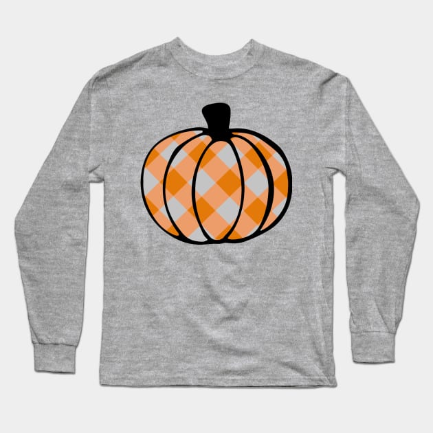 Fall Plaid Pumpkin Long Sleeve T-Shirt by ShortsandLemons